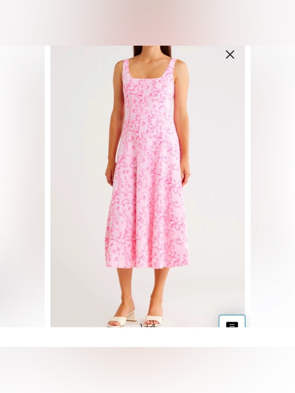 NEW Lilly Pulitzer Pink 100% Linen Calina Floral Midi Dress Spring Coquette